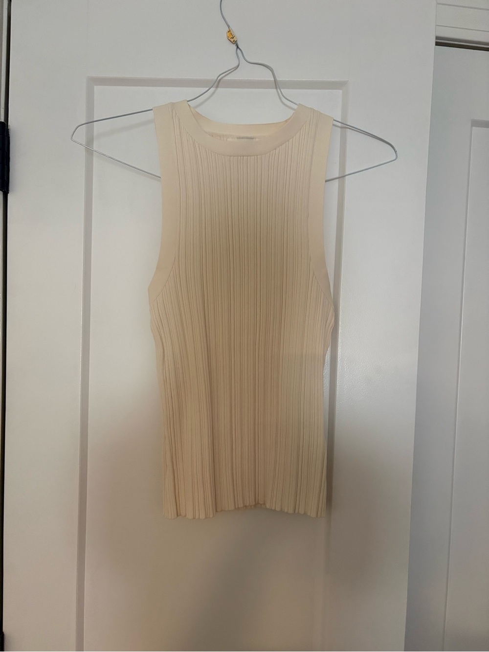 DISSH Cream Pleated Ribbed Tank Top